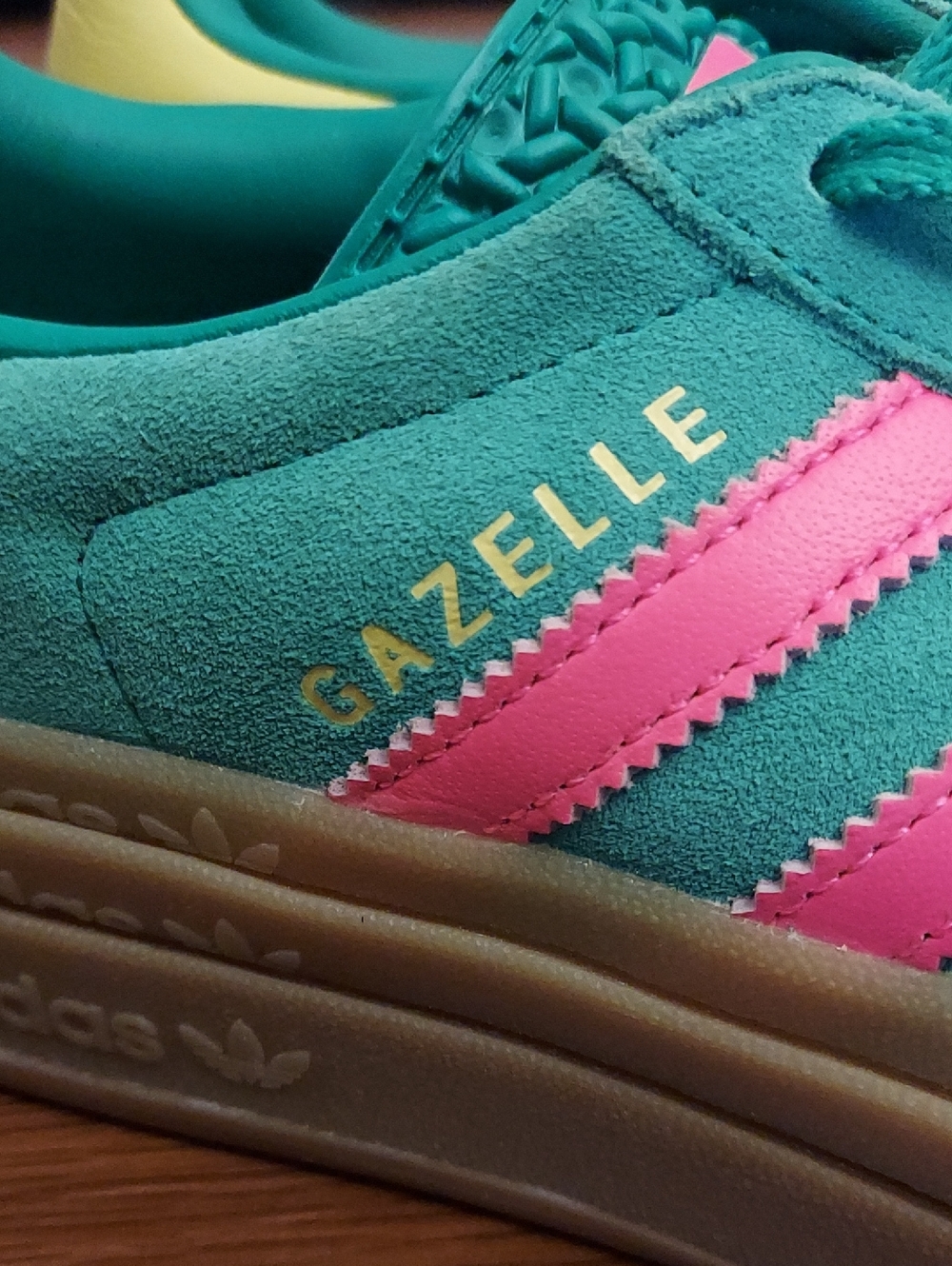 adidas Women’s Green Pink Gazelle Sneakers - Picture 3 of 7
